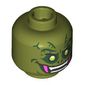 Minifig Head The Lizard, Dark Green Scales, Eyeshadow Lime Eyes, Dark Pink Fangs, White Teeth