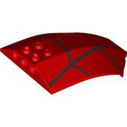 LEGO part 41751pr9999 Windscreen 8 x 6 x 2 Curved with Black Lines (Webbing) Print in Bright Red/ Red