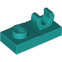 LEGO part 92280 Plate Special 1 x 2 [Top Clip] in Bright Bluish Green/ Dark Turquoise
