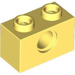 LEGO part 3700 Technic Brick 1 x 2 [1 Pin Hole] in Cool Yellow/ Bright Light Yellow