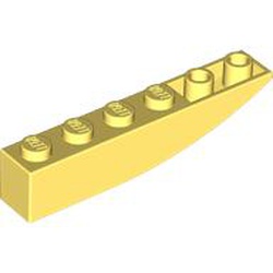 LEGO part 42023 Brick Curved 6 x 1 Inverted in Cool Yellow/ Bright Light Yellow