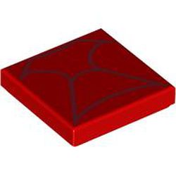 LEGO part 3068bpr0701 Tile 2 x 2 with Dark Red Webs print in Bright Red/ Red
