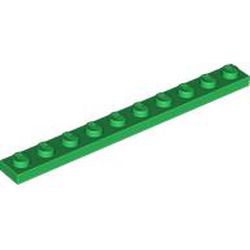 LEGO part 4477 Plate 1 x 10 in Dark Green/ Green