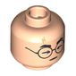 Minifig Head Harry Potter, Scar, Thick Eyebrows, Glasses, Closed Eyes, Happy Open Mouth
