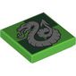 Tile 2 x 2 with Silver Snake, Slytherin Crest print