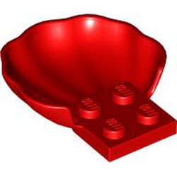 LEGO part 18970 Animal Body Part, Clam / Scallop Half Shell with 4 Studs in Bright Red/ Red