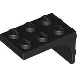 LEGO part PLATE 2X2, W/ 1.5 PLATE 2X2, DOWNWARDS in Black (6468138|69906)