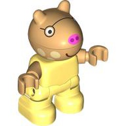 LEGO part dupupn9990pr0001 Duplo Figure Child, Rabbit with Warm Tan Head, Dark Pink Nose, Glasses print in Cool Yellow/ Bright Light Yellow