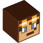Minifig Head Special, Cube with Pixelated Tan Face, Sand Blue Eyes, Goggles print