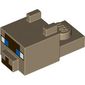 Animal Body Part, Cat Head 1 x 2 with Cube with Ears, Nose and Pixelated Face, Blue Eyes, Dark Brown Nose print (Ocelot)