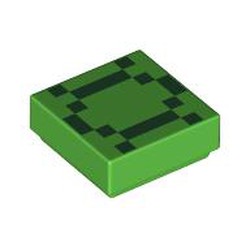 LEGO part 3070bpr9898 Tile 1 x 1 with Green Pixelated DNA Molecule print in Bright Green