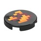 Tile Round 2 x 2 with Bottom Stud Holder with Pixelated Fire Print