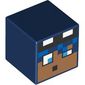 Minifig Head Special, Cube with Pixelated Face with Blue Hair Print