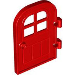 LEGO part 5257 Door Right 4 x 6 with Curved Top, Bars in Bright Red/ Red