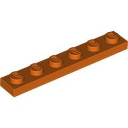 LEGO part 3666 Plate 1 x 6 in Reddish Orange