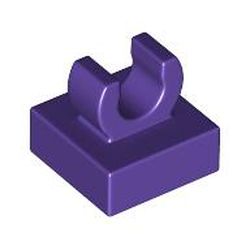 LEGO part 15712 Tile Special 1 x 1 with Clip with Rounded Edges in Medium Lilac/ Dark Purple