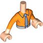 Minidoll Torso Boy with Orange Shirt, Blue/Grey Tie, Dark Tan Pants print, Light Nougat Arms and Hands