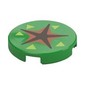 Tile Round 2 x 2 with Black/Nougat Star, Green/Lime Triangles (Fossil Dig) print