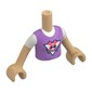 Minidoll Torso Girl with Lavender Shirt, Coral Bunny on White Triangle print, Warm Tan Arms and Hands