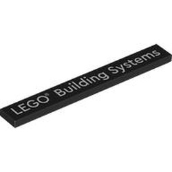 LEGO part 4162pr0108 Tile 1 x 8 with 'LEGO Building Systems' print in Black