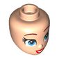 Minidoll Head Dark Red Thin Eyebrows, Dark Azure Eyes, Red Lips