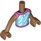 Minidoll Torso Boy with Bright Light Blue Shirt, Coral Collar, White Lightning Bolts print, Medium Nougat Arms and Hands