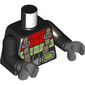 Torso, Red Fire Fighter Suit, Silver/Neon Yellow Reflective Stripes, Dark Tan Straps print, Black Arms, Dark Bluish Gray Hands