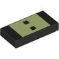 Tile 1 x 2 with Yellowish Green Rectangle, Black Squares print