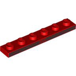 LEGO part 3666pr0002 PLATE 1X6. NO. 2 in Bright Red/ Red