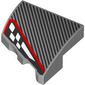 Slope Curved 2 x 2 with Stud Notch Right with Black Stripes, Black/White Headlight, Red Border print