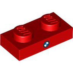 LEGO part 3023pr0006 Plate 1 x 2 with BMW Logo print in Bright Red/ Red