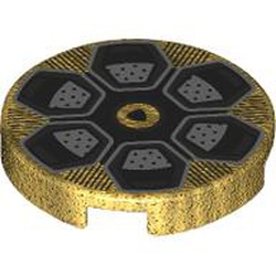 LEGO part 14769pr9984 Tile Round 2 x 2 with print in Warm Gold/ Pearl Gold
