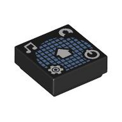 LEGO part 3070bpr9908 Tile 1 x 1 with print in Black