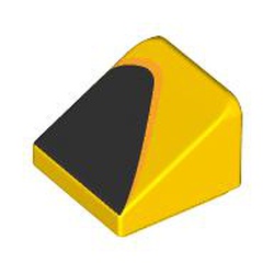 LEGO part 54200pr0010 Slope 30° 1 x 1 x 2/3 with Black Triangle print in Bright Yellow/ Yellow