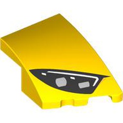 LEGO part 80178pr9998 Slope Curved 3 x 2 with Stud Notch Right with Headlight print in Bright Yellow/ Yellow