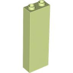 LEGO part 2454b Brick 1 x 2 x 5 with Hollow Studs and Bottom Stud Holder with Symmetric Ridges in Spring Yellowish Green/ Yellowish Green