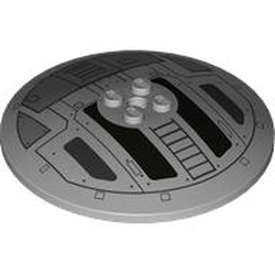 LEGO part 44375bpr9993 Dish 6 x 6 Inverted (Radar) with TIE Interceptor Hatch print in Medium Stone Grey/ Light Bluish Gray