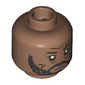 Minifig Head Saw Gerrera, Eyebrows, Beard, Mustache, Dark Brown Scar, Wrinkles, Close Mouth / Angry Grin Print