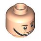 Minifig Head Captain Antilles / Rebel Trooper, Dark Brown Eyebrows, Wrinkles, Chin Strap, Neutral / Scared Print