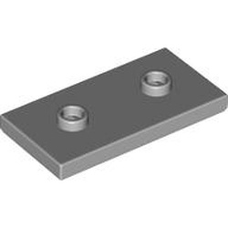 LEGO part 65509 Plate Special 2 x 4 with Groove and Two Center Studs (Jumper) in Medium Stone Grey/ Light Bluish Gray