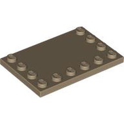 LEGO part 6180 Plate Special 4 x 6 with Studs on 3 Edges in Sand Yellow/ Dark Tan