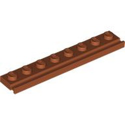 LEGO part 4510 Plate Special 1 x 8 with Door Rail in Dark Orange