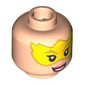 Minifig Head Electro, Yellow Mask, Coral Lips, Open Mouth Smile