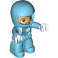 Duplo Figure with Helmet Medium Azure, Medium Azure Legs, Space Suit Print