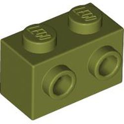 LEGO part 11211 Brick Special 1 x 2 with 2 Studs on 1 Side in Olive Green