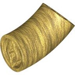 LEGO part 5489 Brick Round 2 x 2 D. Tube with 45° Elbow and Axle Holes (Crossholes) at Each End [LONG] in Warm Gold/ Pearl Gold