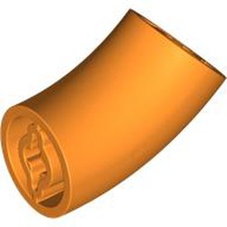 LEGO part 5489 Brick Round 2 x 2 D. Tube with 45° Elbow and Axle Holes (Crossholes) at Each End [LONG] in Bright Orange/ Orange