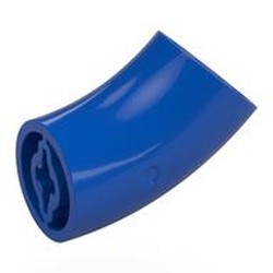 LEGO part 5489 Brick Round 2 x 2 D. Tube with 45° Elbow and Axle Holes (Crossholes) at Each End [LONG] in Bright Blue/ Blue
