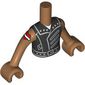 Minidoll Torso Boy with Black Jackets, Straps, belts, Rivets, Heart Tattoo print, Medium Nougat Arms and Hands