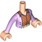 Minidoll Torso Woman with Lavender Jacket, Dark Orange/Orange Diamond Shirt, Bright Light Yellow Belt print, Light Nougat Arms and Hands